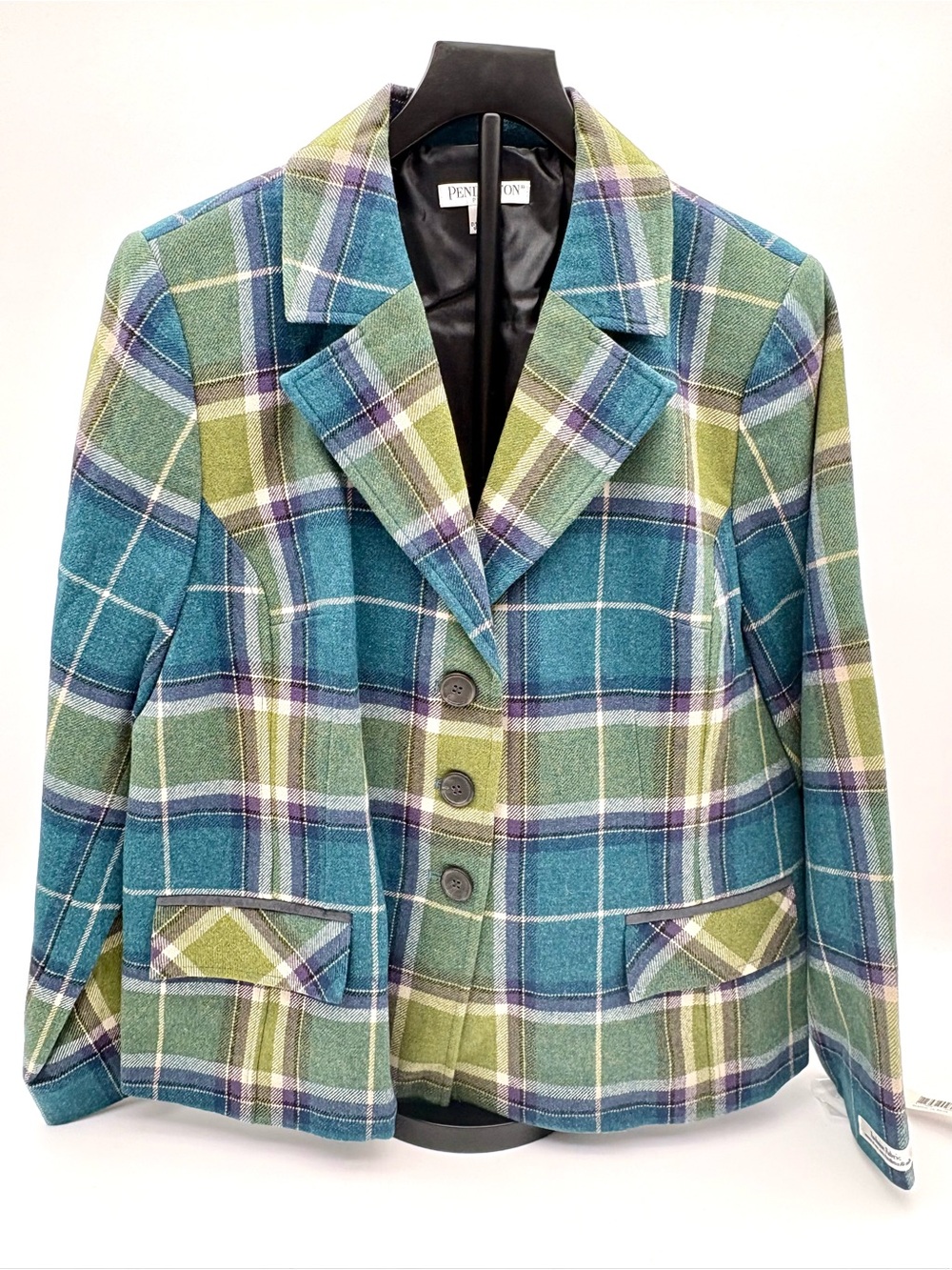NWT Pendleton Petite 18 Plaid Wool Blazer Academica Elbow Patch Jacket 18P